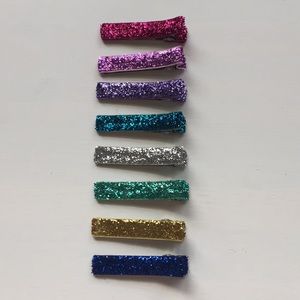 Set of 8 Glitter Hair Clips